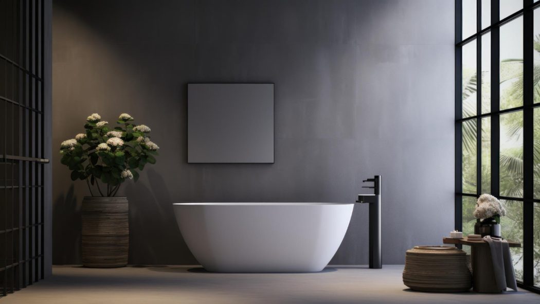 Salle de bain contemporaine : le béton ciré comme matériau phare